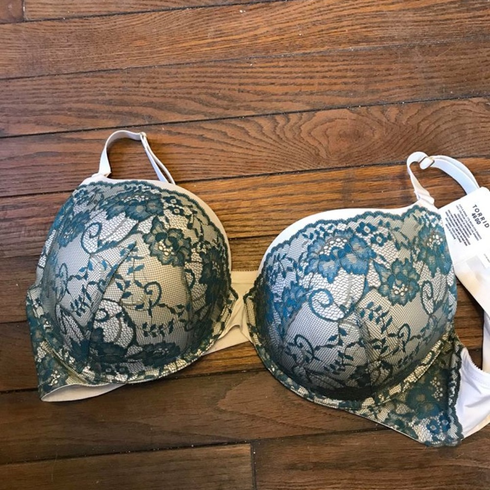 Torrid Green Blue Lace Push-Up Plunge Bra